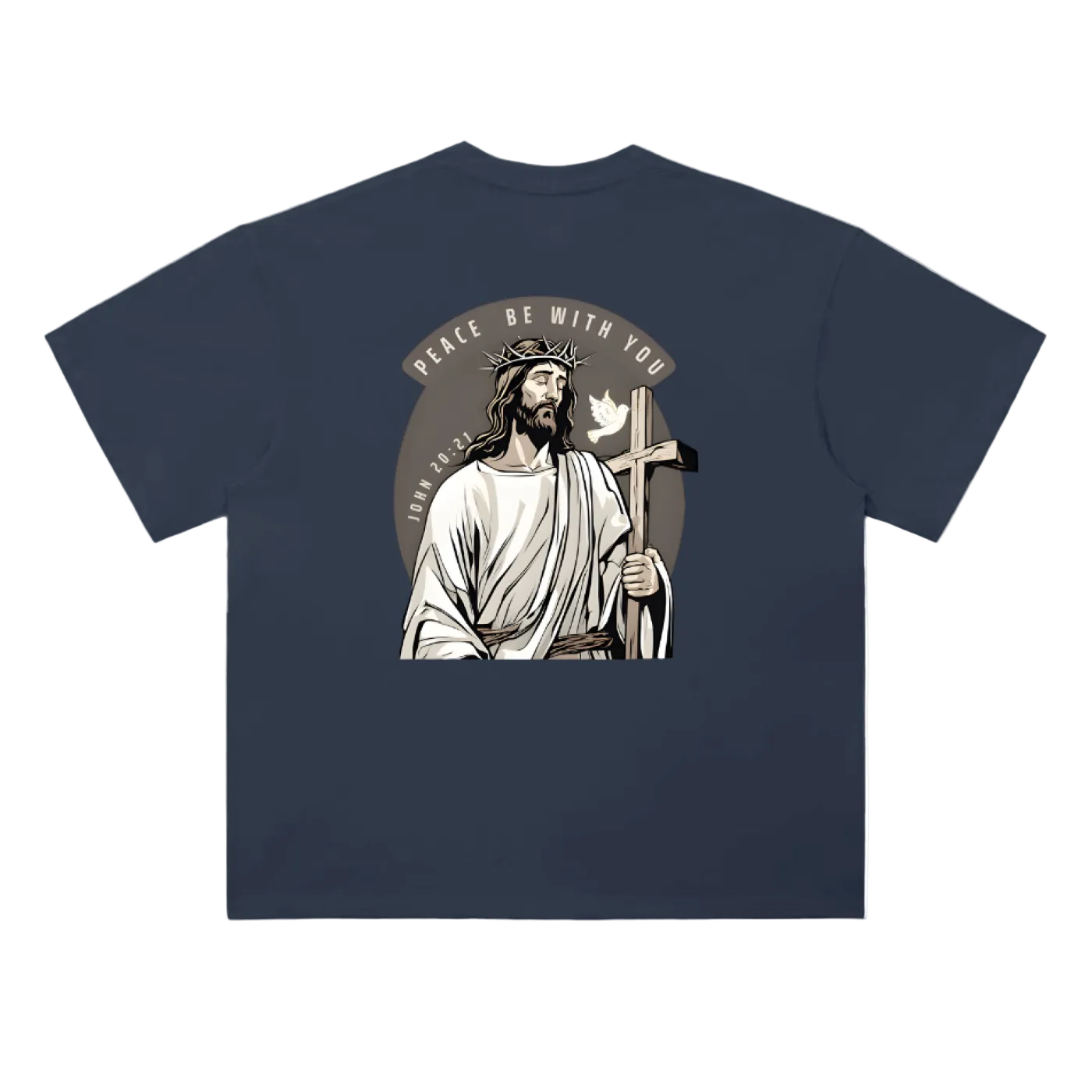 Peace Be With You Jesus Drop Shoulder T-Shirt - 300 GSM