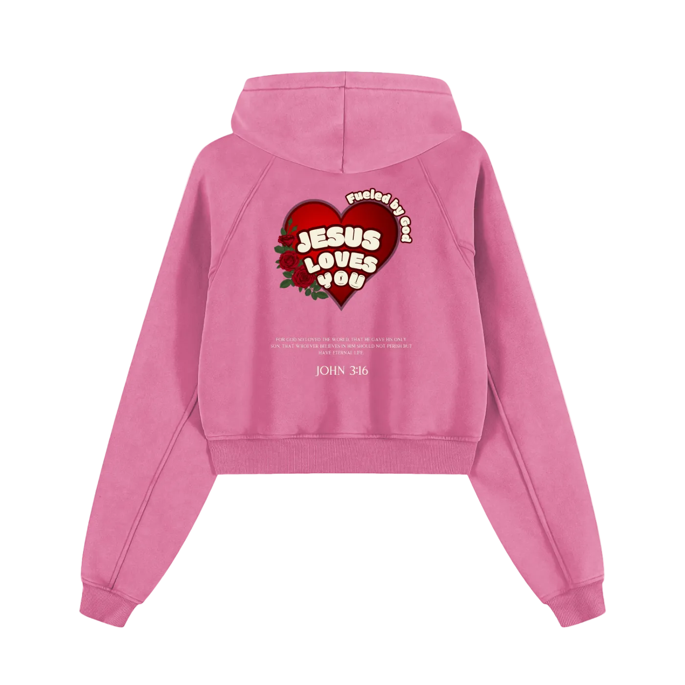 Black Jesus Loves you Cropped Zip Hoodie 355 GSM