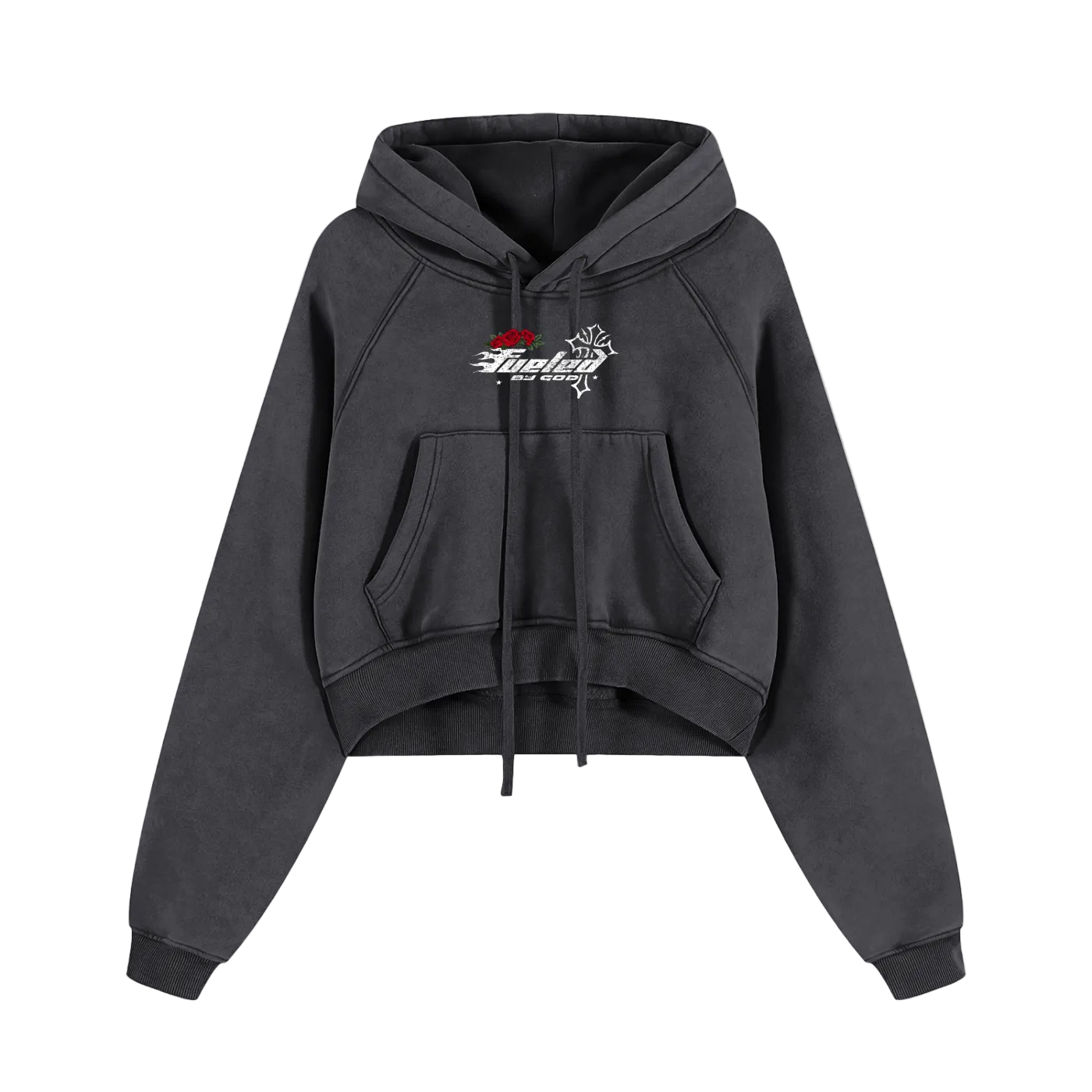 Black Jesus Loves you Cropped Zip Hoodie 355 GSM