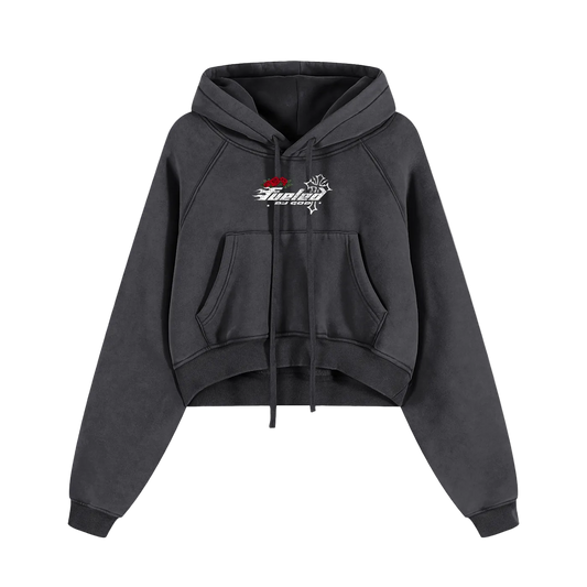 Black Jesus Loves you Cropped Zip Hoodie 355 GSM