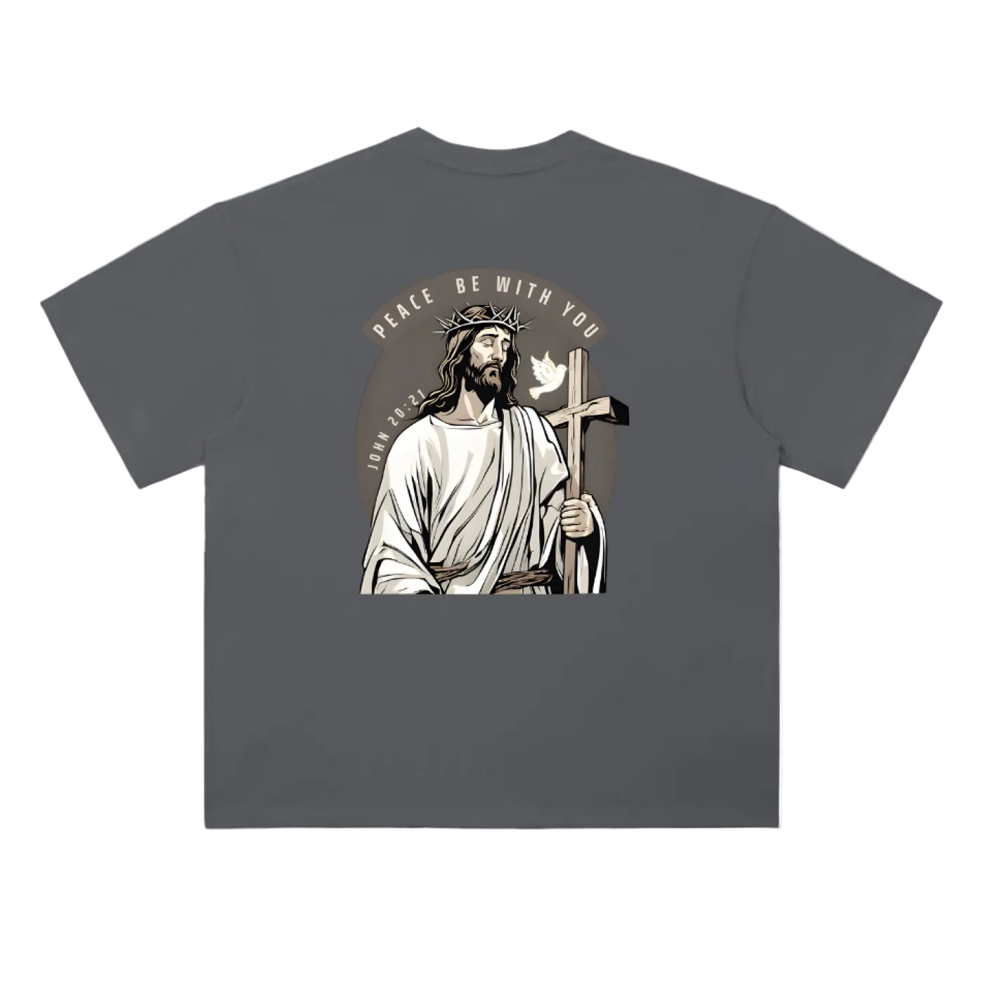 Peace Be With You Jesus Drop Shoulder T-Shirt - 300 GSM