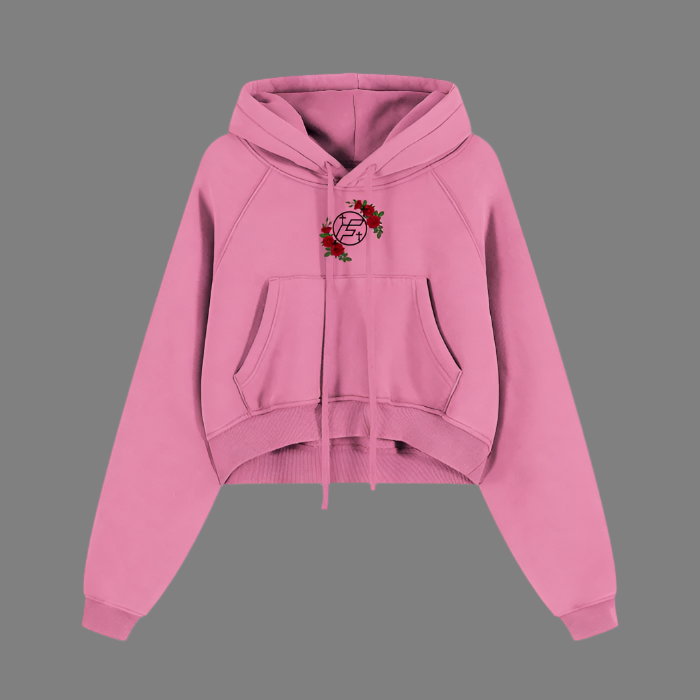 Pink & Black Jesus Loves you Cropped Zip Hoodie 355 GSM