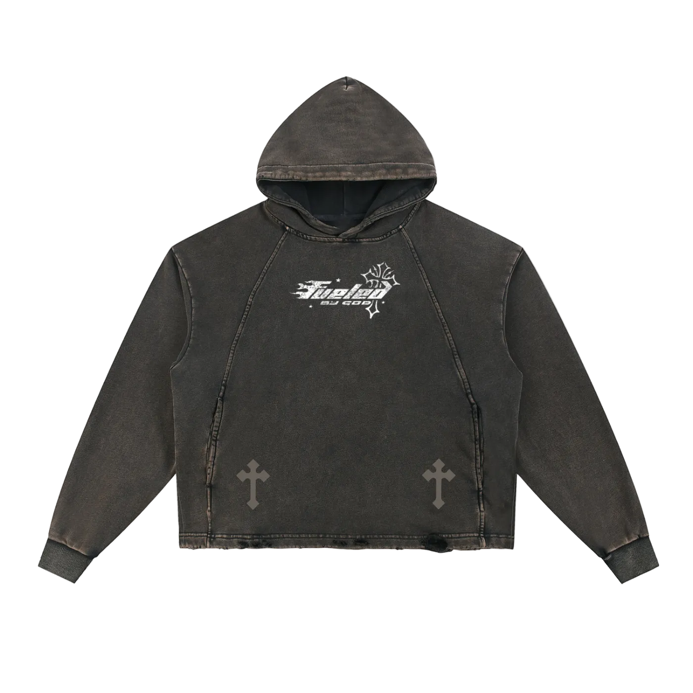 Vintage Washed Frayed-Hem Hoodie