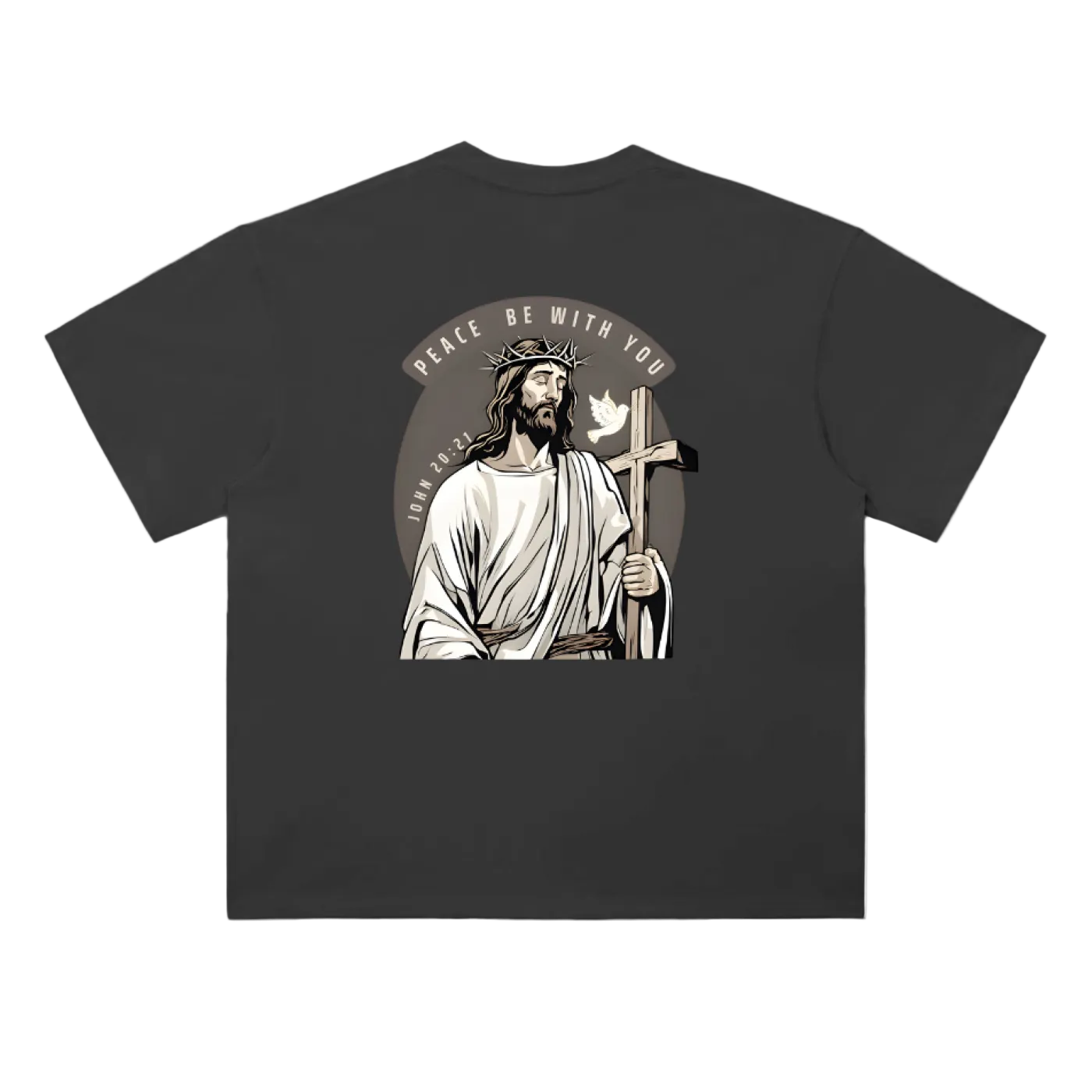 Peace Be With You Jesus Drop Shoulder T-Shirt - 300 GSM