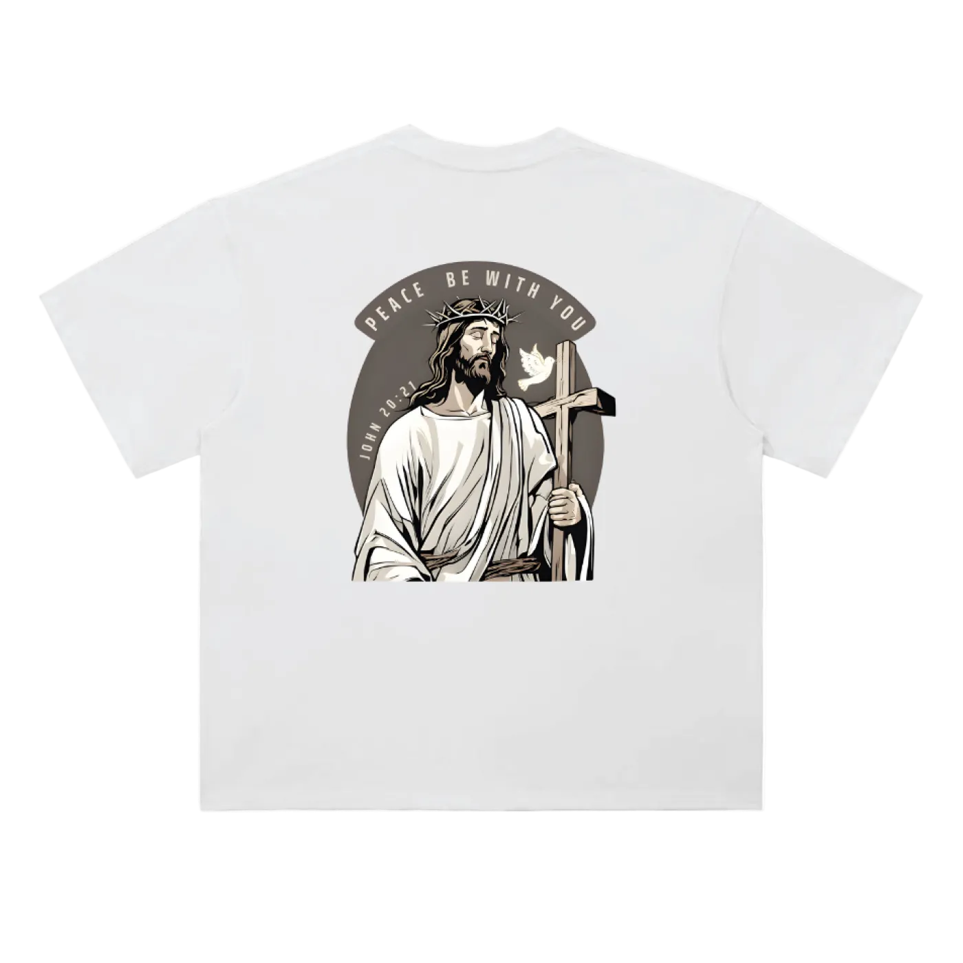Peace Be With You Jesus Drop Shoulder T-Shirt - 300 GSM